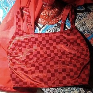 Colsie Velour Checkered Sports bra/top- Medium- NWOT